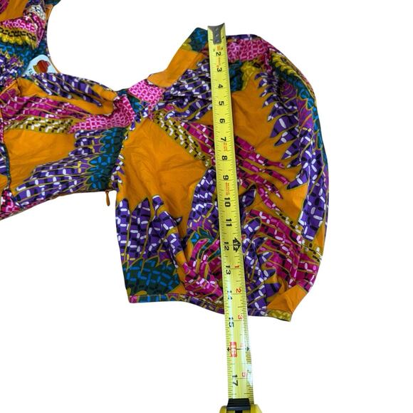 NWT FARM RIO Beaded Macaws Puff Sleeve Midi Dress Large Colorful Resortwear - Picture 7 of 8